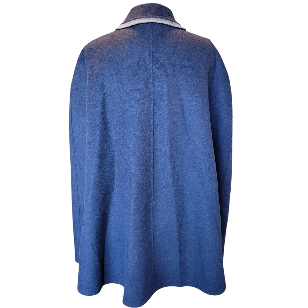 Anthropologie Boden Navy Blue Charlotte Wool Double Breasted Cape Coat - Picture 5 of 9
